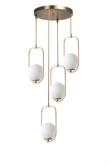 Opviq Lámpara de Araña Blanca y Cobre con 4 Luces Opviq Lámpara de Araña Blanca y Cobre con 4 Luces